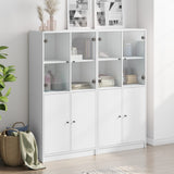 Bookcase with Doors White 136x37x142 cm Engineered Wood - Side View