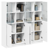 Bookcase with Doors White 136x37x142 cm Engineered Wood - Top-Down View