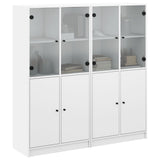 Bookcase with Doors White 136x37x142 cm Engineered Wood - 45-Degree Angle