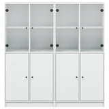 Bookcase with Doors White 136x37x142 cm Engineered Wood - Close-Up Angle