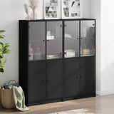 Bookcase with Doors Black 136x37x142 cm Engineered Wood - Side View