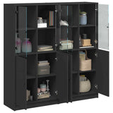 Bookcase with Doors Black 136x37x142 cm Engineered Wood - Extra Image