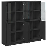 Bookcase with Doors Black 136x37x142 cm Engineered Wood