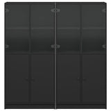 Bookcase with Doors Black 136x37x142 cm Engineered Wood
