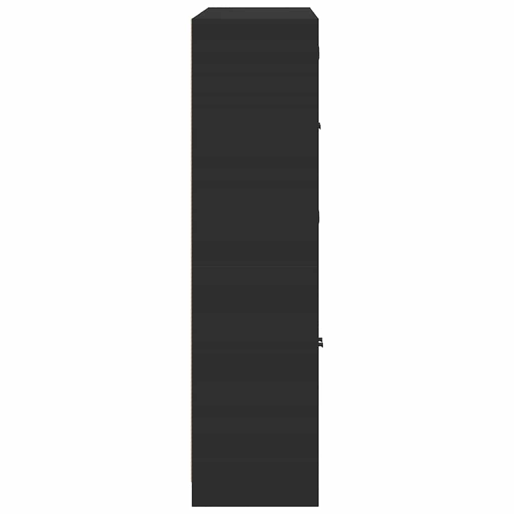 Bookcase with Doors Black 136x37x142 cm Engineered Wood