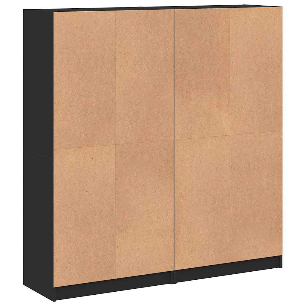 Bookcase with Doors Black 136x37x142 cm Engineered Wood