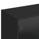 Bookcase with Doors Black 136x37x142 cm Engineered Wood - Low Angle