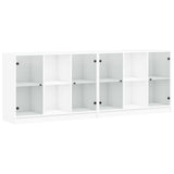 Bookcase with Doors White 204x37x75 cm Engineered Wood - Front View