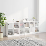 Bookcase with Doors White 204x37x75 cm Engineered Wood - Side View