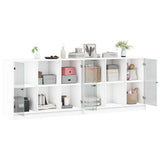 Bookcase with Doors White 204x37x75 cm Engineered Wood