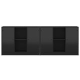 Bookcase with Doors Black 204x37x75 cm Engineered Wood - Rear View