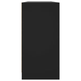 Bookcase with Doors Black 204x37x75 cm Engineered Wood - Close-Up Angle