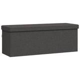 Storage Bench Foldable Dark Grey Faux Linen