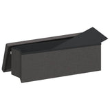 Storage Bench Foldable Dark Grey Faux Linen - Low Angle