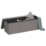 Storage Bench Foldable Light Grey Faux Linen - Top-Down View