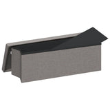Storage Bench Foldable Light Grey Faux Linen - Low Angle