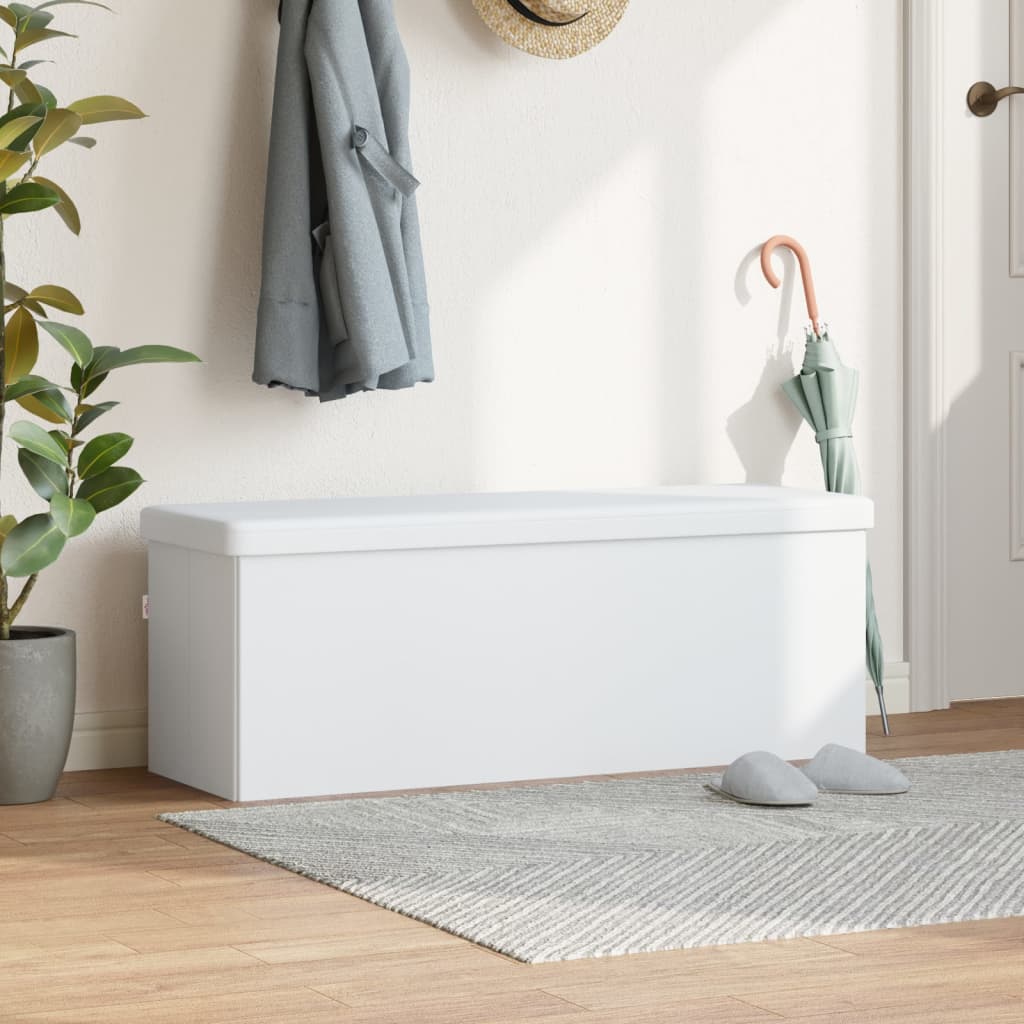 Storage Bench Foldable White PVC