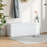 Storage Bench Foldable White PVC - Side View