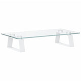 Monitor Stand White 40x20x8 cm Tempered Glass and Metal - Front View