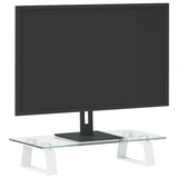 Monitor Stand White 40x20x8 cm Tempered Glass and Metal - Side View