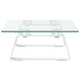 Monitor Stand White 40x20x8 cm Tempered Glass and Metal - 45-Degree Angle