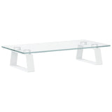 Monitor Stand White 40x20x8 cm Tempered Glass and Metal - Rear View