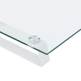 Monitor Stand White 40x20x8 cm Tempered Glass and Metal - Close-Up Angle