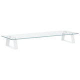 Monitor Stand White 60x20x8 cm Tempered Glass and Metal - Front View