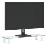 Monitor Stand White 60x20x8 cm Tempered Glass and Metal - Side View