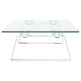 Monitor Stand White 60x20x8 cm Tempered Glass and Metal - 45-Degree Angle