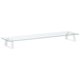 Monitor Stand White 80x20x8 cm Tempered Glass and Metal - Front View