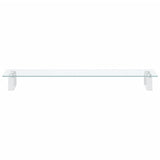 Monitor Stand White 80x20x8 cm Tempered Glass and Metal - Top-Down View