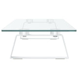 Monitor Stand White 80x20x8 cm Tempered Glass and Metal - 45-Degree Angle