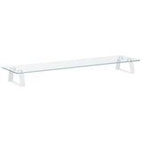 Monitor Stand White 80x20x8 cm Tempered Glass and Metal - Rear View