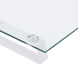 Monitor Stand White 80x20x8 cm Tempered Glass and Metal - Close-Up Angle