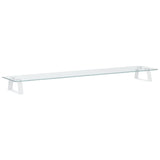 Monitor Stand White 100x20x8 cm Tempered Glass and Metal - Front View