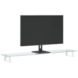 Monitor Stand White 100x20x8 cm Tempered Glass and Metal - Side View