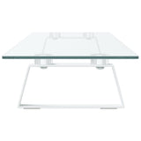 Monitor Stand White 100x20x8 cm Tempered Glass and Metal - 45-Degree Angle