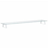 Monitor Stand White 100x20x8 cm Tempered Glass and Metal - Rear View