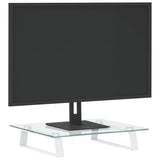 Monitor Stand White 40x35x8 cm Tempered Glass and Metal - Side View