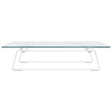 Monitor Stand White 40x35x8 cm Tempered Glass and Metal - 45-Degree Angle