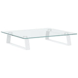 Monitor Stand White 40x35x8 cm Tempered Glass and Metal - Rear View