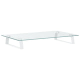 Monitor Stand White 60x35x8 cm Tempered Glass and Metal - Front View