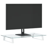 Monitor Stand White 60x35x8 cm Tempered Glass and Metal - Side View