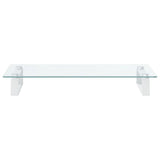 Monitor Stand White 60x35x8 cm Tempered Glass and Metal