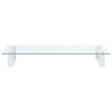 Monitor Stand White 60x35x8 cm Tempered Glass and Metal - Top-Down View