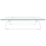 Monitor Stand White 60x35x8 cm Tempered Glass and Metal - 45-Degree Angle