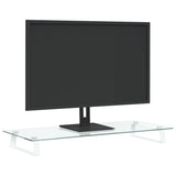 Monitor Stand White 80x35x8 cm Tempered Glass and Metal - Side View