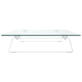 Monitor Stand White 80x35x8 cm Tempered Glass and Metal - 45-Degree Angle