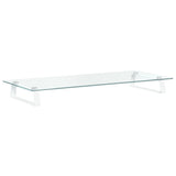 Monitor Stand White 80x35x8 cm Tempered Glass and Metal - Rear View